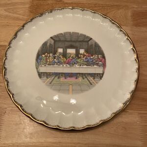 Vintage The Last Supper Plate 10" Warranted 22 Caret Gold Trim W.S. George